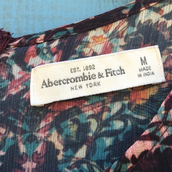 Abercrombie & Fitch Multicolor Floral Lined Long Sleeve Swing Dress Size Medium - Picture 2 of 5